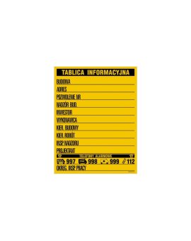 ZNAK - OA092 Budowlana tablica informacyjna (w jednym kolorze) 45 x 65 cm ON - Blacha ocynk