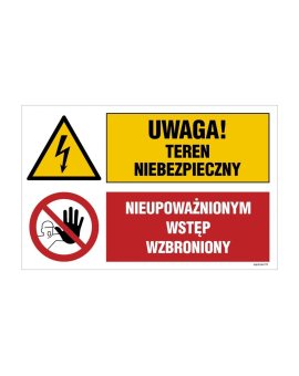 ZNAK - OI039 Uwaga! roboty na wysokości, Przejście zabronione 70 x 46, 7 cm PN - Płyta 1mm