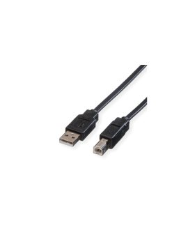 Płaski kabel USB 2.0 do notebooków ROLINE, typ A-B, czarny, 0,8 m