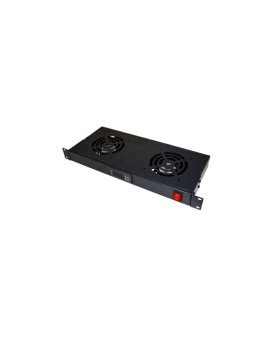 Panel wentylacyjny x2 z termostatem 19cali 1U RAL9004