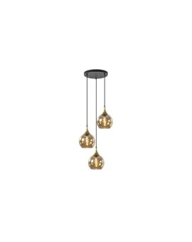 Lampa wisząca nowoczesna 3xE27 CALLISTO BLACK/ GOLD Duży klosz 20 cm