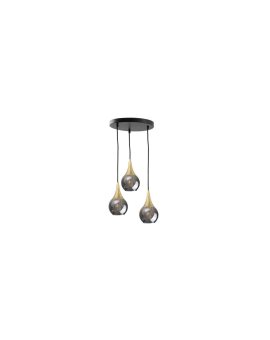 Lampa wisząca nowoczesna 3x E27 LACRIMA SMOKY/GOLD