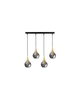 Lampa wisząca nowoczesna 4xE27 LACRIMA SMOKY/GOLD
