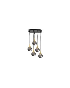 Lampa wisząca nowoczesna 5xE27 LACRIMA SMOKY/GOLD