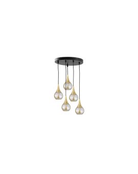 Lampa wisząca nowoczesna 5xE27 LACRIMA HONEY/GOLD