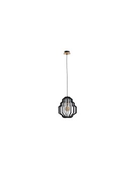 Lampa wisząca nowoczesna drewno czarna 1xE27 ZOEY