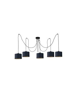 Lampa wisząca nowoczesna abażur 5xE27 FLOW BLACK LONG