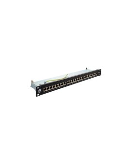 Patch panel RACK 19 kat.6A 24p FTP z półką 1U czarny NEKU