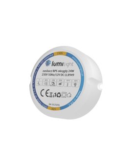 Zasilacz do puszki instalacyjnej, IP20, średnica 55mm, głębokość 22mm, 12V 2A 24W uniwersalny Lumilight