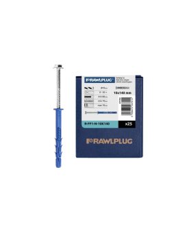 Kołki rozporowe ramowe R-FF1 10x140mm z wkrętem z łbem sześciokątnym i gniazdem TORX do betonu, cegły ceramicznej 25szt