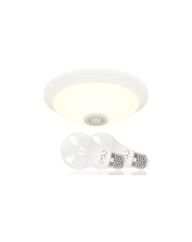 Komplet Plafon z czujnikiem ruchu 360 Biały E27 400.020.143 HOROZ + 2x żarówka 11W 1050lm 4000K