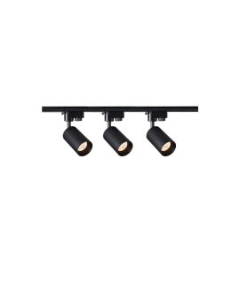 Szynoprzewód 2m czarny + 3x Lampa MALGA T Black + Końcówka zasilająca czarna + Zaślepka czarna