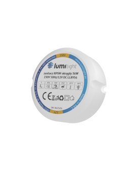 Zasilacz do puszki instalacyjnej, IP67, średnica 55mm, głębokość 22mm, 12V 3A 36W uniwersalny Lumilight