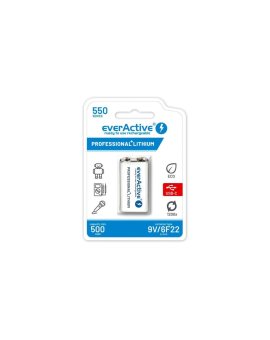 akumulatorek everActive 6F22/9V Li-ion 550 mAh z USB TYP C