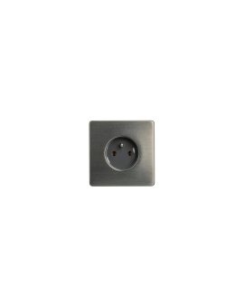 Gniazdko elektryczne szare pojedyncze ramka stal szczotkowana PVD Gunmetal GN-SNPG01S