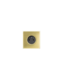 Gniazdko elektryczne szare pojedyncze ramka stal szczotkowana PVD Brass GN-SNPBR01S