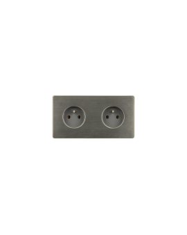 Gniazdko elektryczne szare podwójne ramka stal szczotkowana PVD Gunmetal GN-SNPG02S