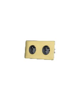 Gniazdko elektryczne szare podwójne ramka stal szczotkowana PVD Brass GN-SNPBR02S