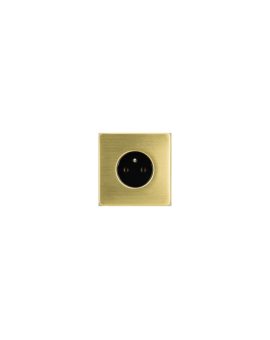 Gniazdko elektryczne czarne pojedyncze ramka stal szczotkowana PVD Brass GN-SNPBR01C