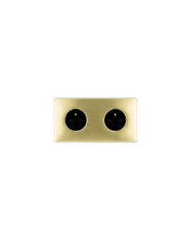 Gniazdko elektryczne czarne podwójne ramka stal szczotkowana PVD Brass GN-SNPBR02C