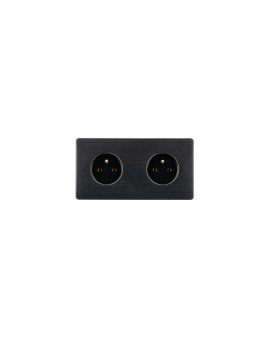 Gniazdko elektryczne czarne podwójne ramka stal szczotkowana PVD Black GN-SNPBL02C