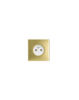 Gniazdko elektryczne białe pojedyncze ramka stal szczotkowana PVD Brass GN-SNPBR01B
