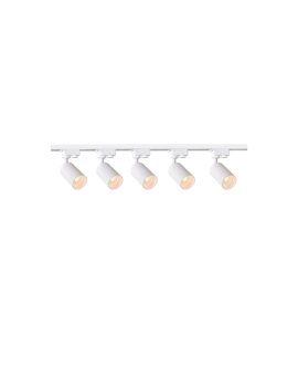 Szynoprzewód 2m biały + 5x Lampa MALGA T White + Końcówka zasilająca biała + Zaślepka biała