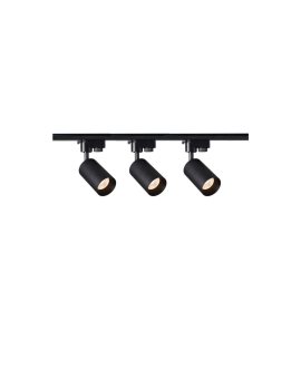 Szynoprzewód 1m czarny + 3x Lampa MALGA T Black + Końcówka zasilająca czarna + Zaślepka czarna