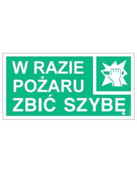 ZNAK - AC040 W razie pożaru zbić szybę 20 x 10 cm KS - Folia podłogowa foto.