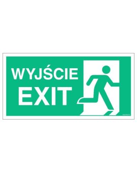 ZNAK - AC075 Wyjście / EXIT prawostronne 40 x 20 cm FS - Folia samoprzylepna foto.