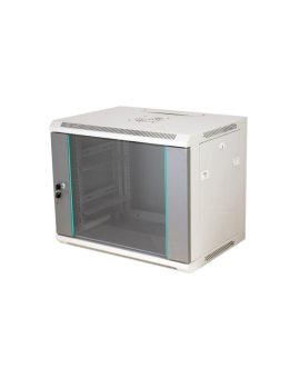 Szafka rack wisząca 19 15U 600x450, niedzielona, drzwi szklane jednoskrzydłowe, tył osłona pełna, osłony boczne zamykane na kluc