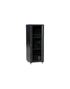 Szafa 36U 600x800, drzwi przednie szklane, osłona tylna metalowa pełna, zamek, 4 belki nośne, 4 regulowane stopki, do samodzieln