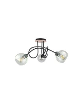 Lampa sufitowa nowoczesna 3xE27 EVIE BLACK/WOOD