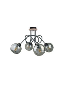 Lampa sufitowa nowoczesna 4xE27 RING BLACK/WOOD