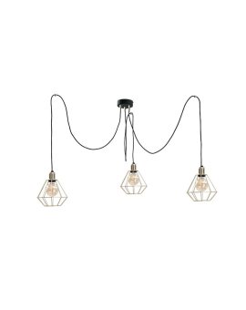 Lampa wisząca loftowa 3 xE27 COMO GOLD