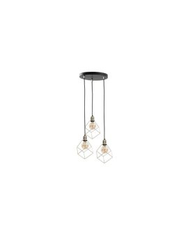 Lampa wisząca loftowa 3x E27 TAHO GOLD