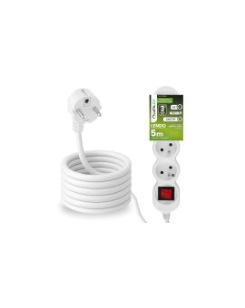 Przedłużacz Sieciowy Kabel z Uziemieniem Listwa Zasilająca 4 Gniazda 5m Włącznik ON/OFF Biały Sznur Lendo Lumiled