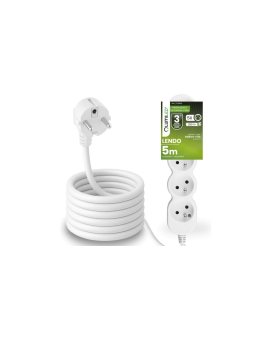 Przedłużacz Sieciowy Kabel z Uziemieniem Listwa Zasilająca 5 Gniazda 5m Biały Sznur Lendo Lumiled