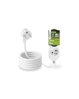 Przedłużacz Sieciowy Kabel z Uziemieniem Listwa Zasilająca 3 Gniazda 3m Biały Sznur Lendo Lumiled