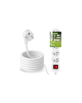 Przedłużacz Sieciowy Kabel z Uziemieniem Listwa Zasilająca 5 Gniazda 5m Włącznik ON/OFF Czarny Sznur Lendo Lumiled