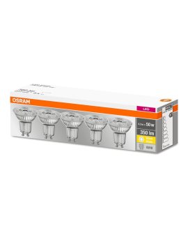 5PAK Żarówka LED GU10 4,3W = 50W 350lm 2700K Ciepła 36 OSRAM Base