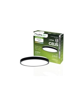 Plafon LED Lampa Sufitowa Natynkowa 24W 4000K 2500lm 104lm/W CELIS Okrągły IP44 Czarny Ring ALS LUMILED