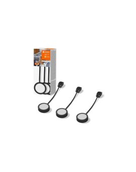 3x Lampka LED 3W 3000K Oprawa Oświetleniowa Podszafkowa Czarna LEDVANCE