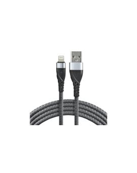 Kabel przewód pleciony USB - Lightning / iPhone everActive CBB-2IG 200cm z obsługą szybkiego ładowania do 2,4A szary