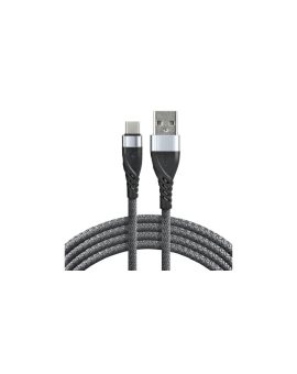 Kabel przewód pleciony USB - USB-C / Typ-C everActive CBB-1CG 100cm z obsługą szybkiego ładowania do 3A szary