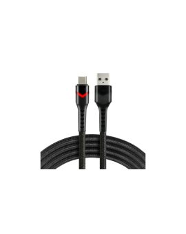 Kabel przewód pleciony USB - USB-C / Typ-C RGB LED everActive CBB-2CBR 200cm z obsługą szybkiego ładowania do 3A czarny