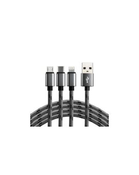 Kabel przewód USB 3w1 - USB-C, Lightning, micro USB 120cm everActive CBB-1.2MCI do 2.4A