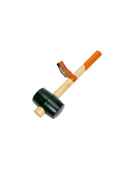 Młotek gumowy, czarny z drewnianą rączką 60 mm 450 g (39-005)