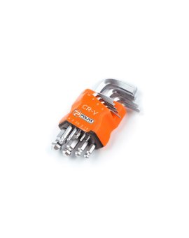 Zestaw kluczy imbusowych z kulką, 9 sztuk, 1, 5-10 mm, Cr-V (25-009)