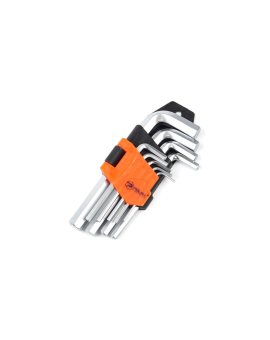 Zestaw kluczy imbusowych 9 sztuk, 1, 5-10 mm, Cr-V (25-005)